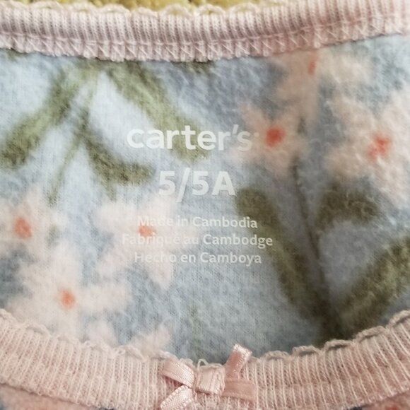 **EUC** Carter’s Girls Floral Print Pajama Set Size 5 - Picture 5 of 9